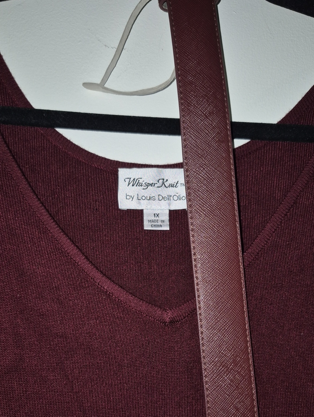 Whisper Knit By Louis Dell'Olio Women's V-Neck Knit Sweater Dress- Deep Wine
